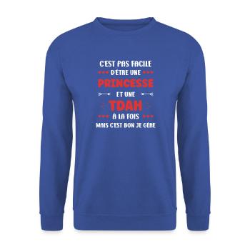 ADHS - Unisex Pullover - Royalblau - Vorne - Alina (178cm) & Michal (187cm)