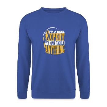 Angler Fischer Petrijünger Spruch Angeln Lustig - Unisex Pullover - Royalblau - Vorne - Alina (178cm) & Michal (187cm)