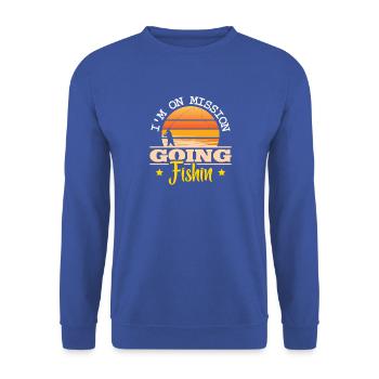 Fischer Fisch Angel Sprüche Lustig Angler - Unisex Pullover - Royalblau - Vorne - Alina (178cm) & Michal (187cm)