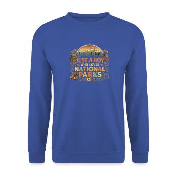 Junge liebt Nationalparks – Natur Abenteuer - Unisex Pullover - Royalblau - Vorne - Alina (178cm) & Michal (187cm)