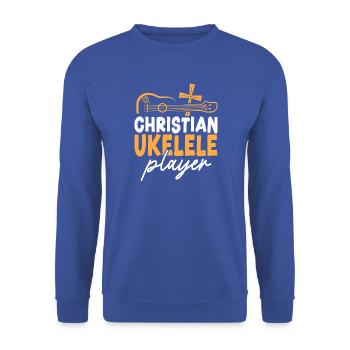 Hawaiian Ukulele Uke Christian - Unisex Pullover - Royalblau - Vorne - Alina (178cm) & Michal (187cm)