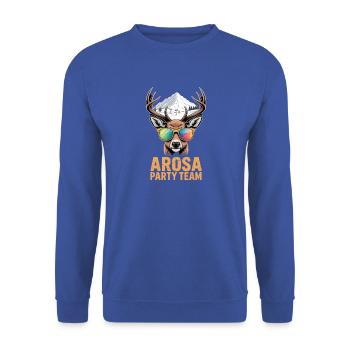 Arosa Party Team Après Ski - Unisex Pullover - Royalblau - Vorne - Alina (178cm) & Michal (187cm)