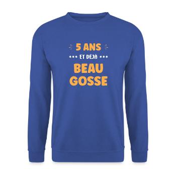 5 Jahre - Unisex Pullover - Royalblau - Vorne - Alina (178cm) & Michal (187cm)