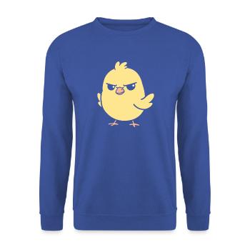 Gelbes, zähes Küken - Unisex Pullover - Royalblau - Vorne - Alina (178cm) & Michal (187cm)