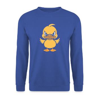 Gelbes, grummeliges Entlein - Unisex Pullover - Royalblau - Vorne - Alina (178cm) & Michal (187cm)