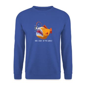 Anglerfisch - Unisex Pullover - Royalblau - Vorne - Alina (178cm) & Michal (187cm)