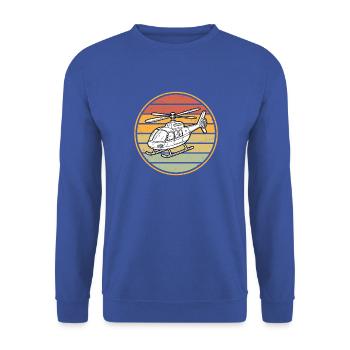 Helicopter Retro Vintage - Unisex Pullover - Royalblau - Vorne - Alina (178cm) & Michal (187cm)