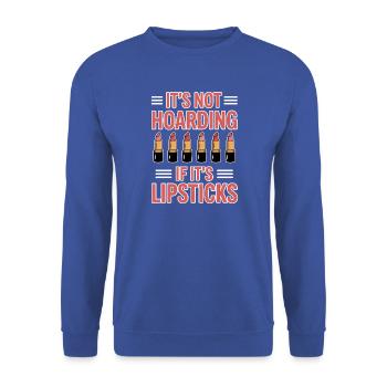 Lippenstift Sprüche Lustige Lippenstift Geschenk f - Unisex Pullover - Royalblau - Vorne - Alina (178cm) & Michal (187cm)