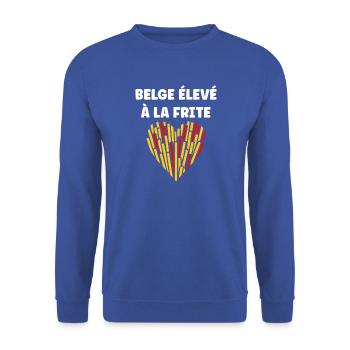 Belgian Lovers of French Fries Heart - Unisex Sweatshirt - royal blue - Front - Alina (178cm) & Michal (187cm)