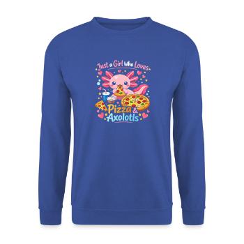 Pizza Axolotl Liebesdesign - Unisex Pullover - Royalblau - Vorne - Alina (178cm) & Michal (187cm)