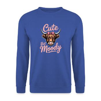 Hochlandrind Sprüche Launisch Lustiges Geschenk - Unisex Pullover - Royalblau - Vorne - Alina (178cm) & Michal (187cm)