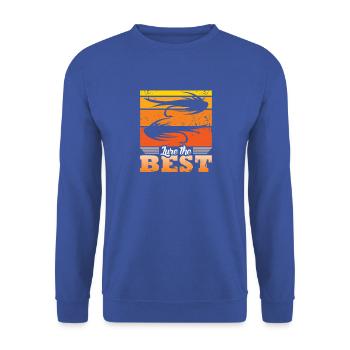Fischer Fisch Angel Sprüche Lustig Angler - Unisex Pullover - Royalblau - Vorne - Alina (178cm) & Michal (187cm)