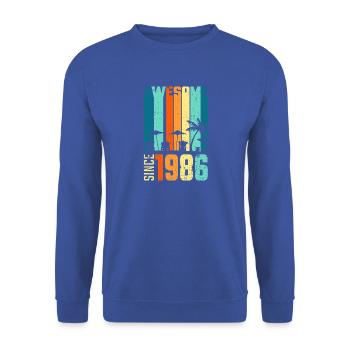 Vintage Tropische Skyline Seit 1986 - Unisex Pullover - Royalblau - Vorne - Alina (178cm) & Michal (187cm)