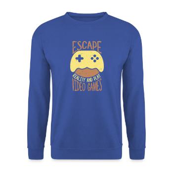 Entfliehe der Realität und spiele Videospiele - Unisex Pullover - Royalblau - Vorne - Alina (178cm) & Michal (187cm)