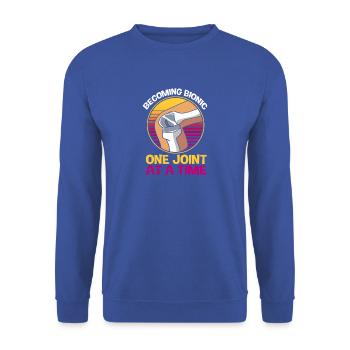 Knie Operation Knie OP - Unisex Pullover - Royalblau - Vorne - Alina (178cm) & Michal (187cm)