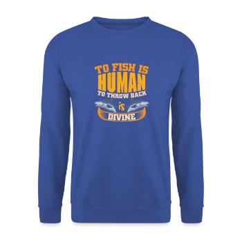 Angler Geschenk Lustig Angeln Fischer Fischen - Unisex Pullover - Royalblau - Vorne - Alina (178cm) & Michal (187cm)