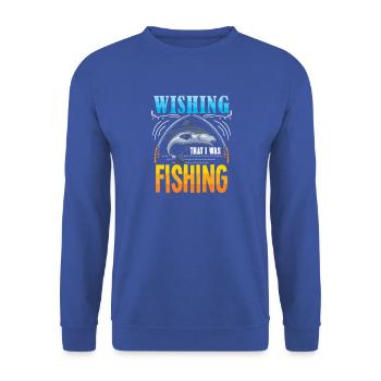 Fischer Fisch Angel Sprüche Lustig Angler - Unisex Pullover - Royalblau - Vorne - Alina (178cm) & Michal (187cm)
