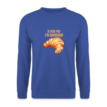 Ich kann nicht. Ich habe Croissant. - Unisex Pullover - Royalblau - Vorne - Alina (178cm) & Michal (187cm)