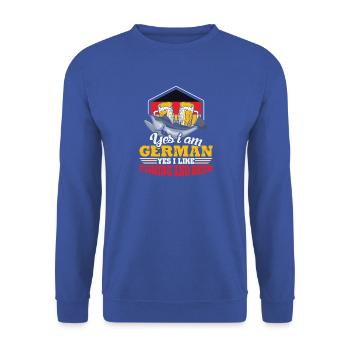 Fischer Fisch Angel Sprüche Lustig Angler - Unisex Pullover - Royalblau - Vorne - Alina (178cm) & Michal (187cm)
