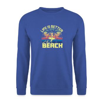 Beach Surfer Retro Sunset - Unisex Pullover - Royalblau - Vorne - Alina (178cm) & Michal (187cm)