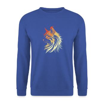 Katze Retro Stil - Unisex Pullover - Royalblau - Vorne - Alina (178cm) & Michal (187cm)