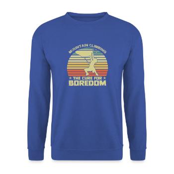 Bergsteigen gegen Langeweile - Unisex Pullover - Royalblau - Vorne - Alina (178cm) & Michal (187cm)