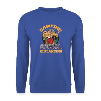 Original Social Distancing Camping - Unisex Pullover - Royalblau - Vorne - Alina (178cm) & Michal (187cm)