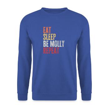 Iss, schlaf, sei Molly, wiederhole Retro-Name - Unisex Pullover - Royalblau - Vorne - Alina (178cm) & Michal (187cm)