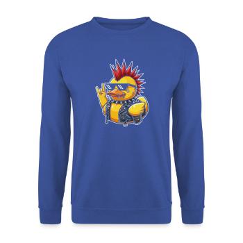 Punkente mit Spike-Sonnenbrille - Unisex Pullover - Royalblau - Vorne - Alina (178cm) & Michal (187cm)