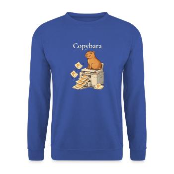 Copybara Capybara auf Kopierer Büro Humor - Unisex Pullover - Royalblau - Vorne - Alina (178cm) & Michal (187cm)