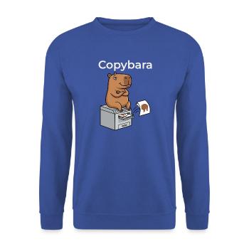 Copybara Capybara auf Kopierer Büro Humor - Unisex Pullover - Royalblau - Vorne - Alina (178cm) & Michal (187cm)