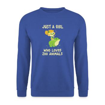 Zoo Tiere Tierpark Mädchen Frau Frosch - Unisex Pullover - Royalblau - Vorne - Alina (178cm) & Michal (187cm)