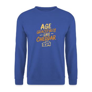 Wie Cheddar reifen | Käse Humor - Unisex Pullover - Royalblau - Vorne - Alina (178cm) & Michal (187cm)