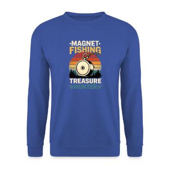 Vintage Magnetfischen Schatzjaeger - Unisex Pullover - Royalblau - Vorne - Alina (178cm) & Michal (187cm)