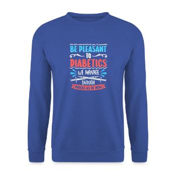 Diabetes Typ 1 Diabetiker - Unisex Pullover - Royalblau - Vorne - Alina (178cm) & Michal (187cm)