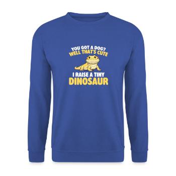 Ich ziehe einen winzigen Dinosaurierbärdrachen groß - Unisex Pullover - Royalblau - Vorne - Alina (178cm) & Michal (187cm)