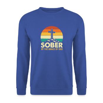 Sober By The Grace Of God Recovery AA NA - Unisex Pullover - Royalblau - Vorne - Alina (178cm) & Michal (187cm)