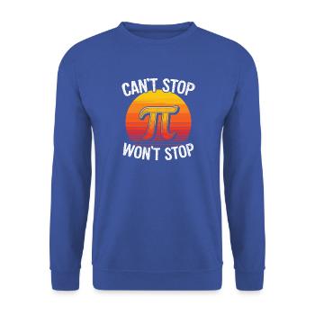 Pi Power Retro Sonnenuntergang - Unisex Pullover - Royalblau - Vorne - Alina (178cm) & Michal (187cm)
