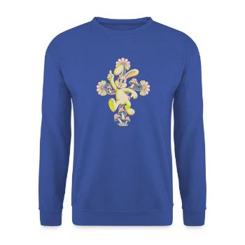 Pastellhase Disko-Tanz - Unisex Pullover - Royalblau - Vorne - Alina (178cm) & Michal (187cm)