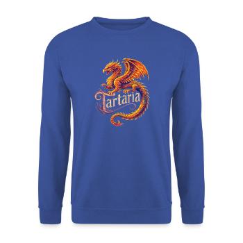 Hartaria Feuerdrache - Unisex Pullover - Royalblau - Vorne - Alina (178cm) & Michal (187cm)