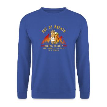 Une blague drôle sur la Société de la Randonnée Paresseuse - Sweat-shirt Unisexe - bleu royal - Devant - Alina (178cm) & Michal (187cm)