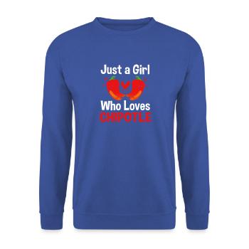 Scharf Chipotle Chilli Chilischote Jalapeno Chili - Unisex Pullover - Royalblau - Vorne - Alina (178cm) & Michal (187cm)
