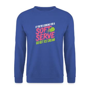 Pickleball Spieler Looking For Soft Serve Dinking - Unisex Pullover - Royalblau - Vorne - Alina (178cm) & Michal (187cm)