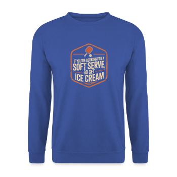 Pickleball Spieler Looking For Soft Serve Dinking - Unisex Pullover - Royalblau - Vorne - Alina (178cm) & Michal (187cm)