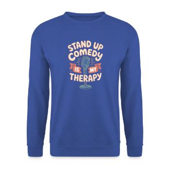 Stand-up-Comedy ist meine Therapie - Unisex Pullover - Royalblau - Vorne - Alina (178cm) & Michal (187cm)