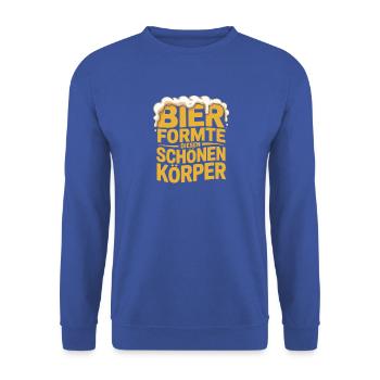 Bier formt diesen schönen Körper - Unisex Pullover - Royalblau - Vorne - Alina (178cm) & Michal (187cm)
