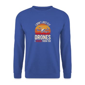  I Don't Just Fly Drones I Crash Them Too Lustiger - Unisex Pullover - Royalblau - Vorne - Alina (178cm) & Michal (187cm)