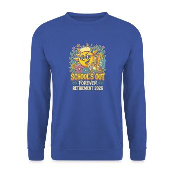 Sonnenjubel Schulschluss 2026 Ruhestand - Unisex Pullover - Royalblau - Vorne - Alina (178cm) & Michal (187cm)