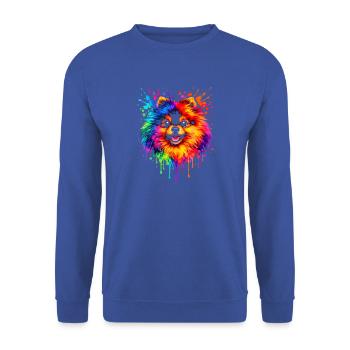Pomeranian | Zwergspitz Pop Art - Unisex Pullover - Royalblau - Vorne - Alina (178cm) & Michal (187cm)