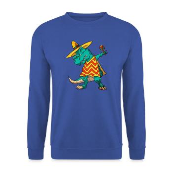 Dabbing T-rex Dinosaur Cinco De Mayo Fiesta 2026 - Unisex Sweatshirt - royal blue - Front - Alina (178cm) & Michal (187cm)